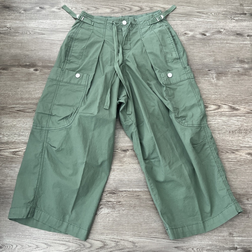 Pilcro Anthropologie Cargo Wide Leg Pant Womens 24P Green Utility Gorpcore Crop